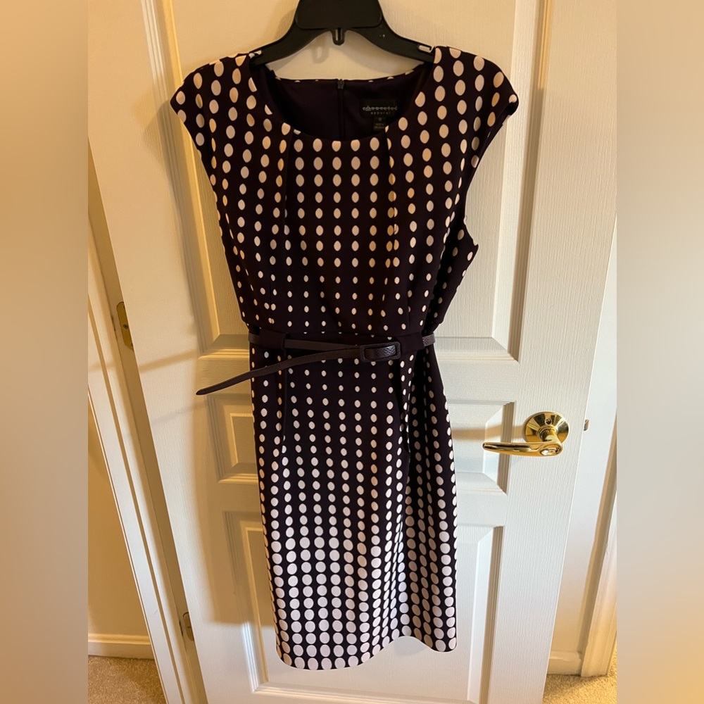 Purple polka dot dress with belt - Connected - Size 12